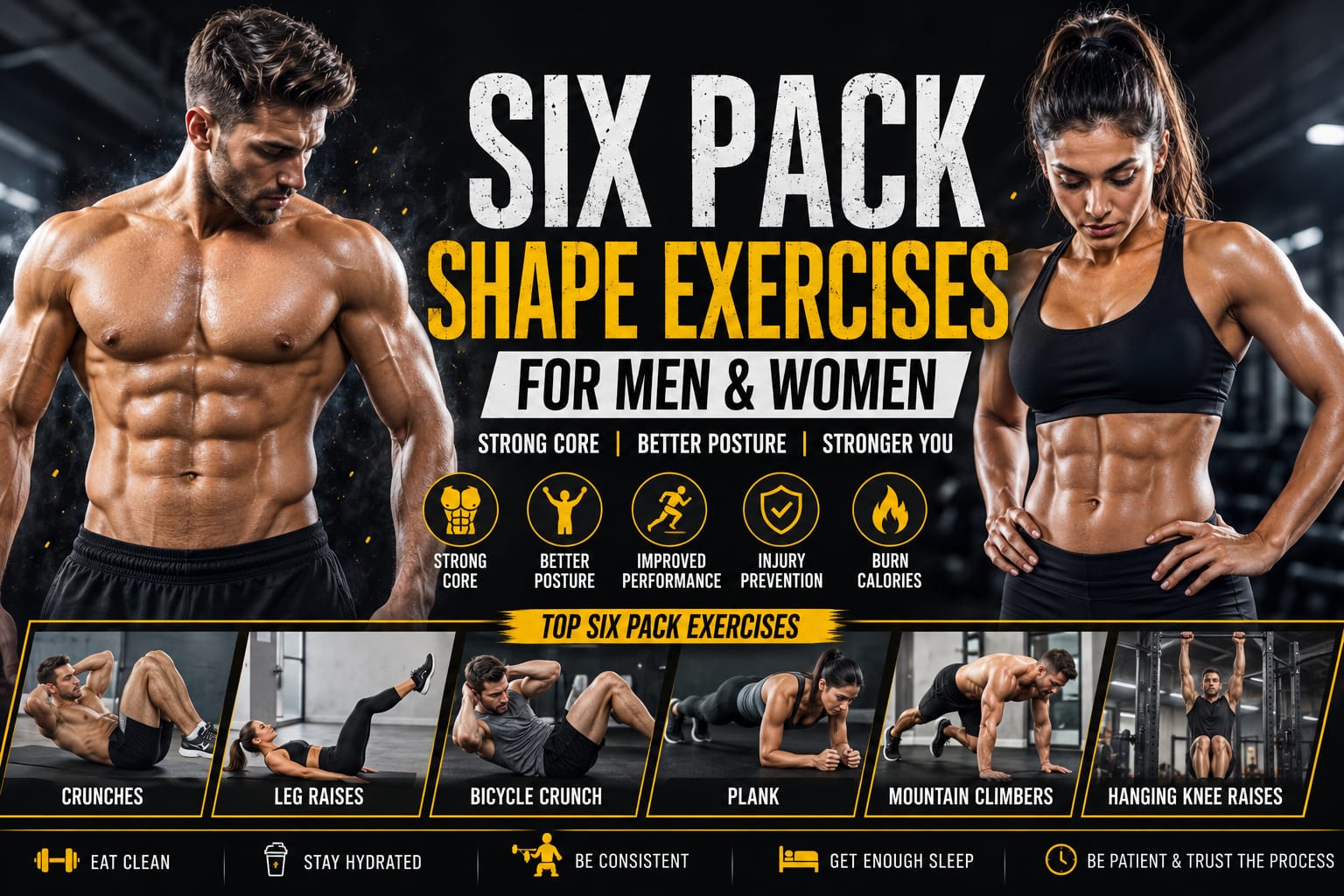 Six-Pack Shape Exercises for Men and Women: Complete Gym Guide