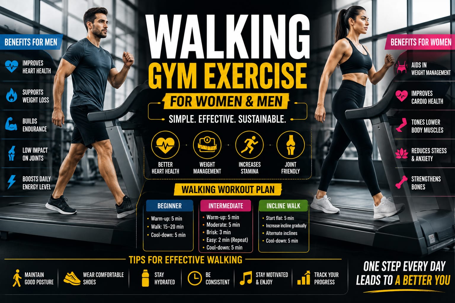 Walking Gym Exercise for Women and Men: Complete Guide to Fitness, Weight Loss and Better Health
