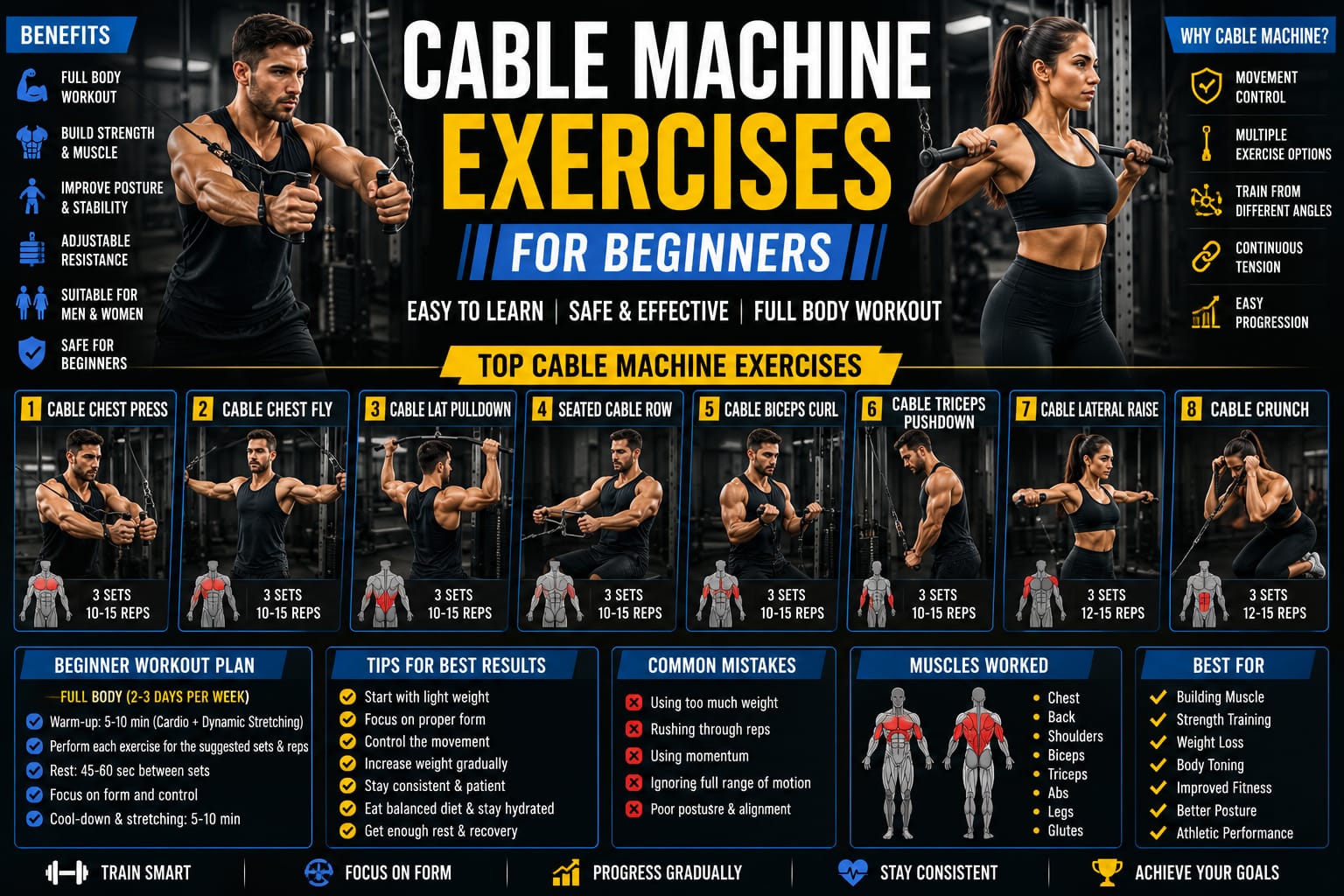 Cable Machine Exercises for Beginners: Complete Gym Guide for Men and Women