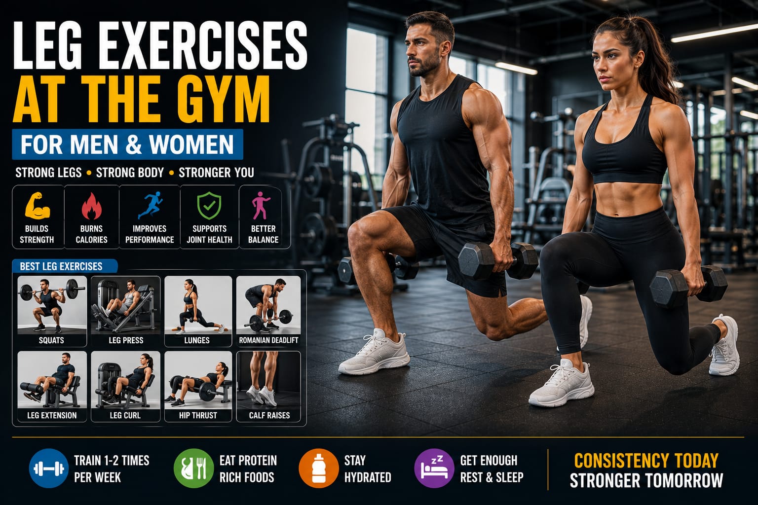 Leg Exercises at the Gym for Men and Women: The Complete Guide to Building Strong and Powerful Legs